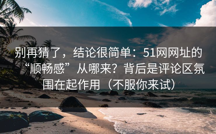 别再猜了，结论很简单：51网网址的“顺畅感”从哪来？背后是评论区氛围在起作用（不服你来试）